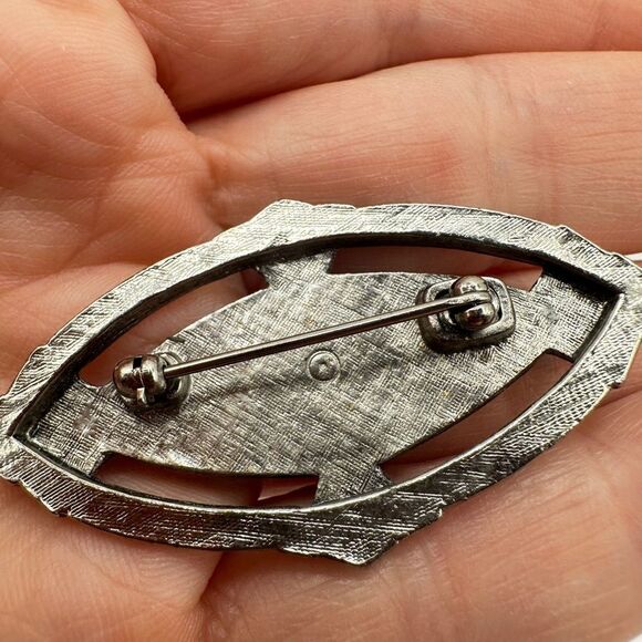 Avon Victorian Elegance Brooch Pin, 1987, Mother of Pearl Faux Marcasite Revival - Picture 4 of 7